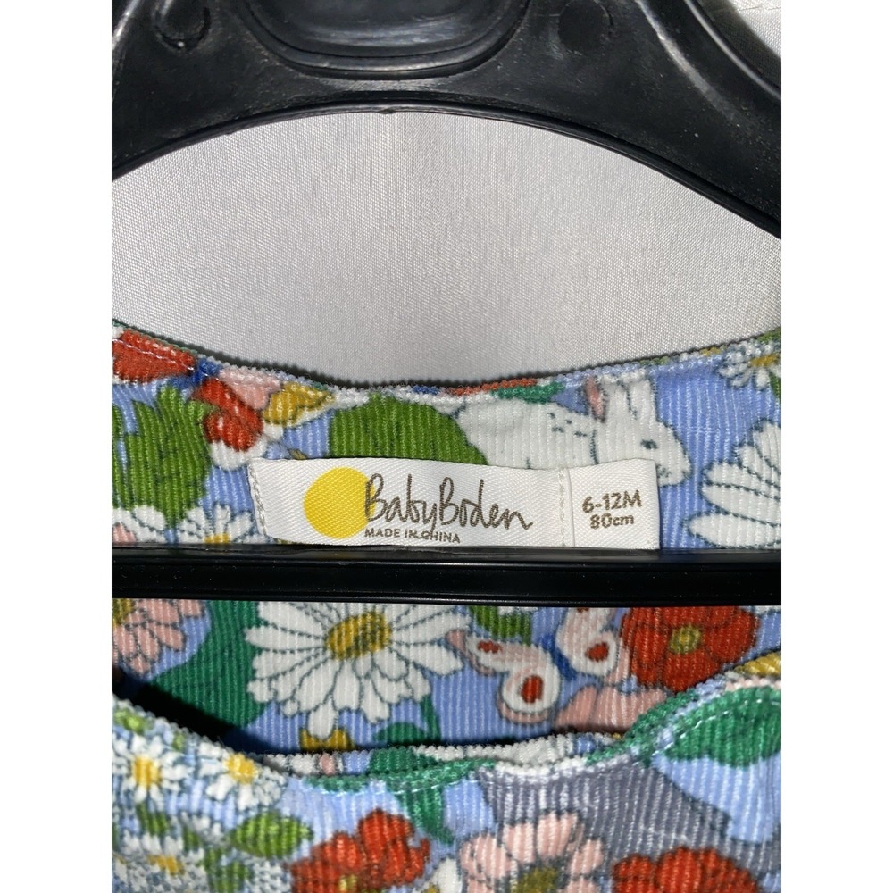 Baby Boden Colorful Rabbit Butterfly Floral Corduroy Pinafore Jumper Dress 6-12M - Picture 2 of 3